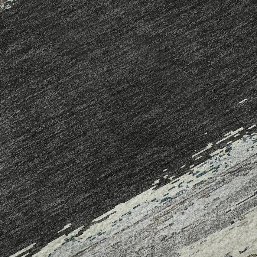 8' X 8' Black Beige And Blue Abstract Washable Round Rug With UV Protection Photo 8