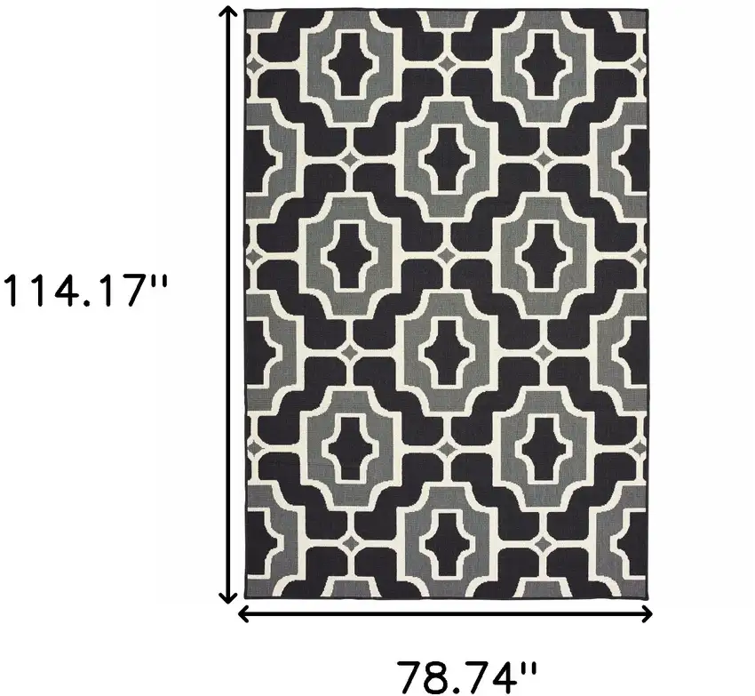6' X 9' Black Geometric Stain Resistant Indoor Outdoor Area Rug Photo 5