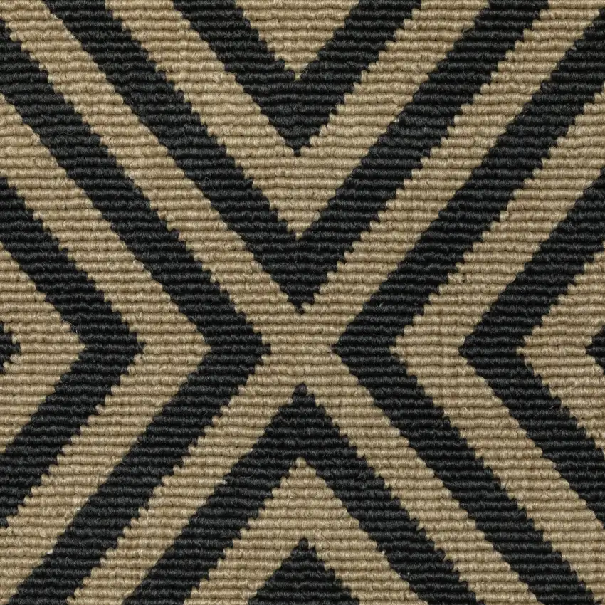 Black and Tan Geometric Stain Resistant Indoor Outdoor Area Rug Photo 9
