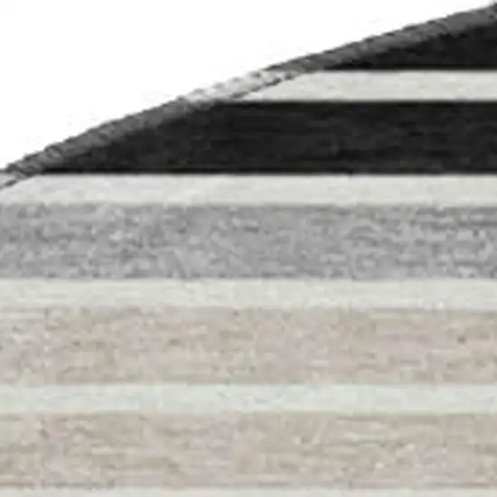 8' X 8' Black Gray And Silver Striped Washable Round Rug With UV Protection Photo 2