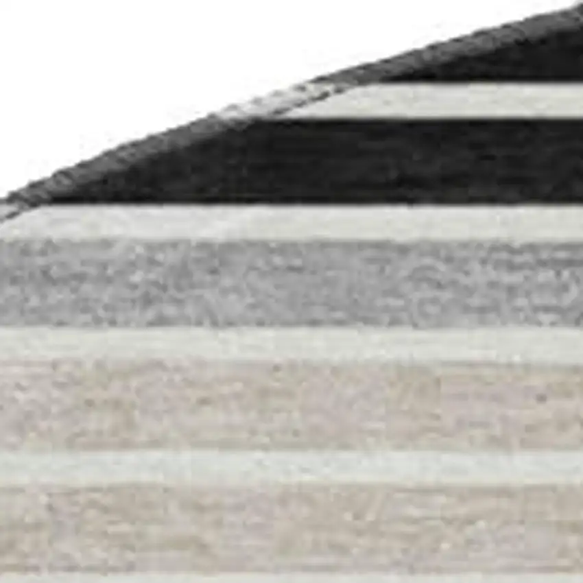 8' X 8' Black Gray And Silver Striped Washable Round Rug With UV Protection Photo 2