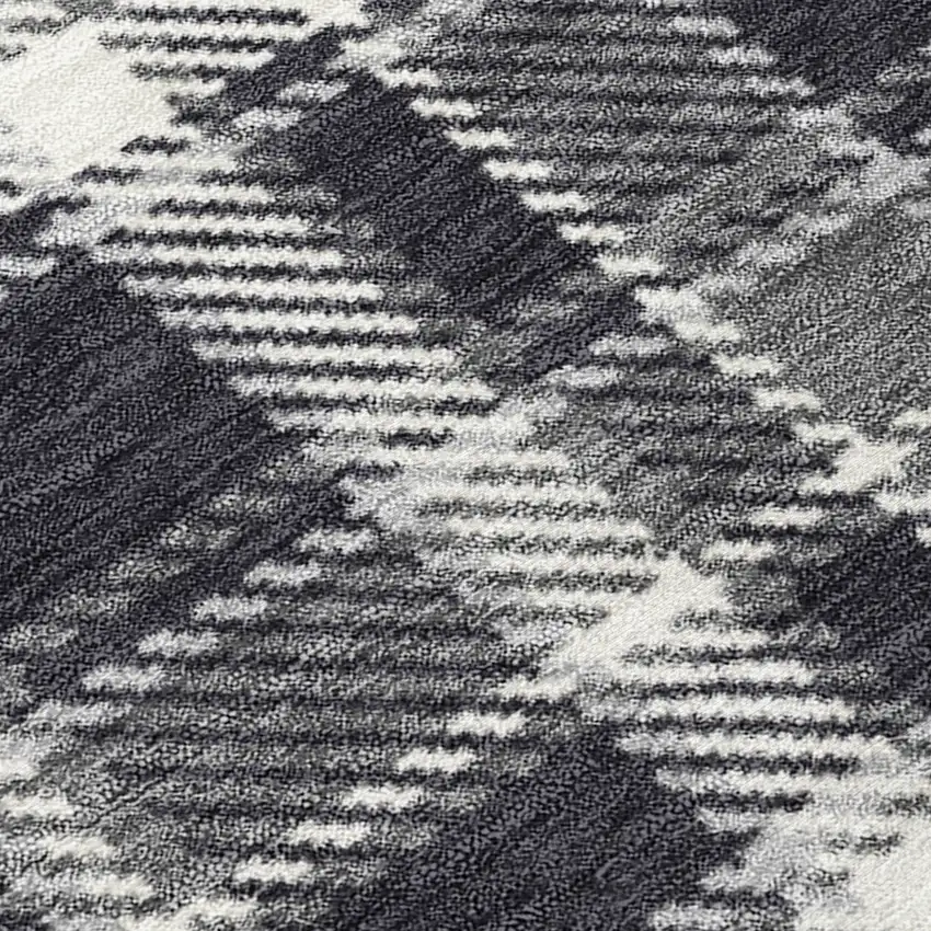 Black Gray and White Plaid Washable Non Skid Indoor Outdoor Area Rug Photo 8