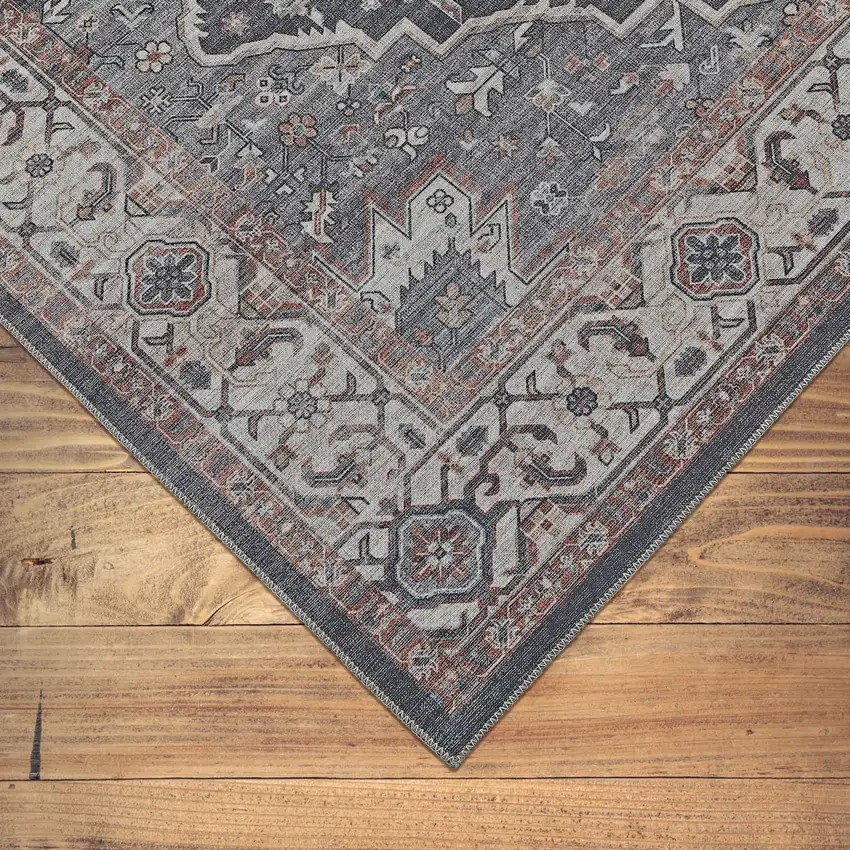 5' X 8' Black Oriental Stain Resistant Area Rug Photo 1