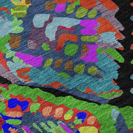 8' X 8' Black Red Pink And Green Geometric Washable Round Rug With UV Protection Photo 7