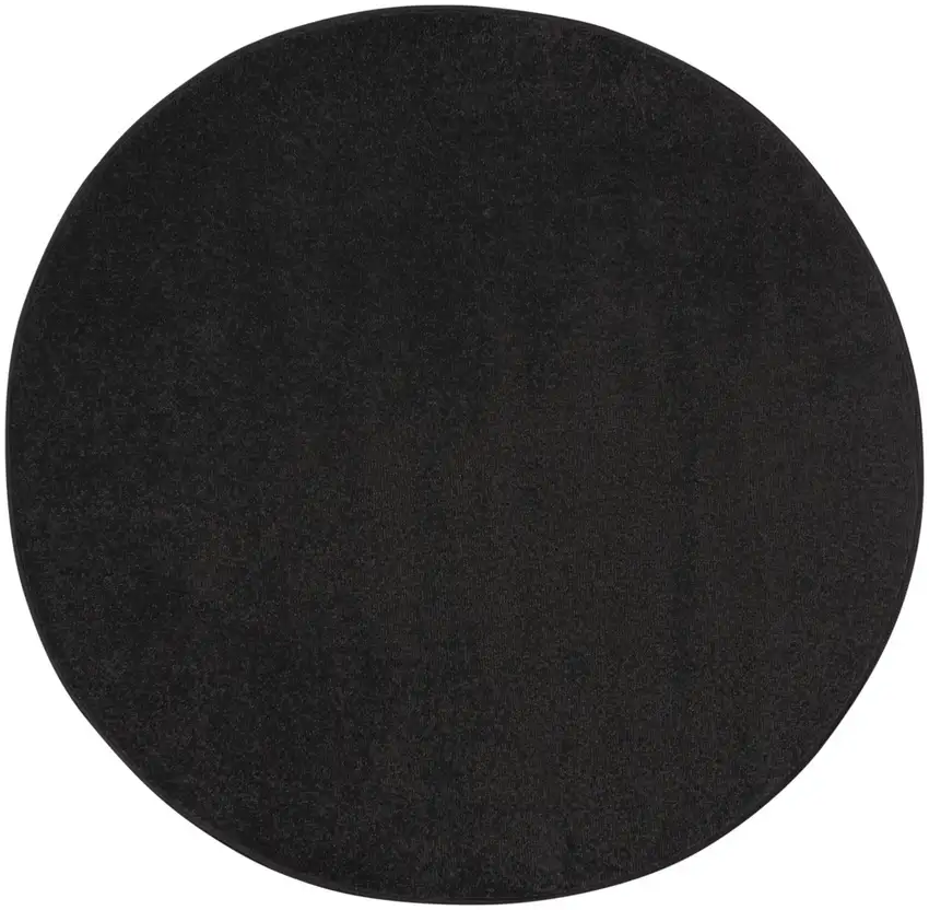 4' Black Round Indoor Outdoor Area Rug Photo 3