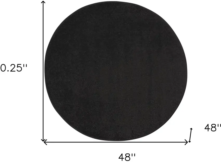 4' X 4' Black Round Non Skid Indoor Outdoor Area Rug Photo 5