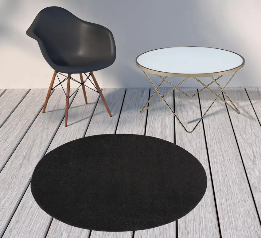 4' X 4' Black Round Non Skid Indoor Outdoor Area Rug Photo 2