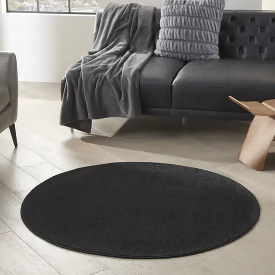 4' X 4' Black Round Non Skid Indoor Outdoor Area Rug Photo 7