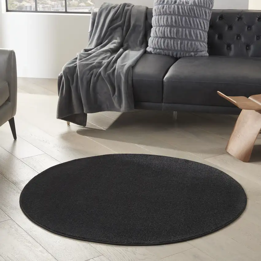 4' X 4' Black Round Non Skid Indoor Outdoor Area Rug Photo 7