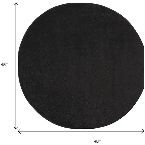 4' Black Round Indoor Outdoor Area Rug Photo 9