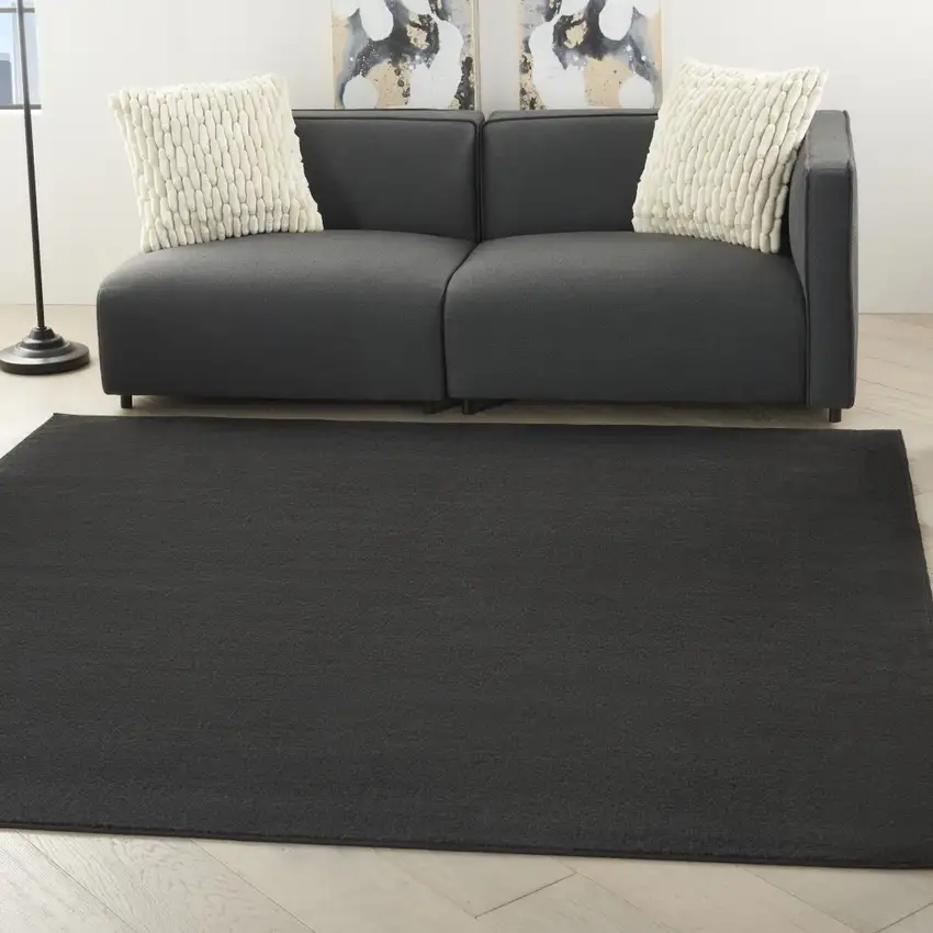 7' Black Square Indoor Outdoor Area Rug Photo 5