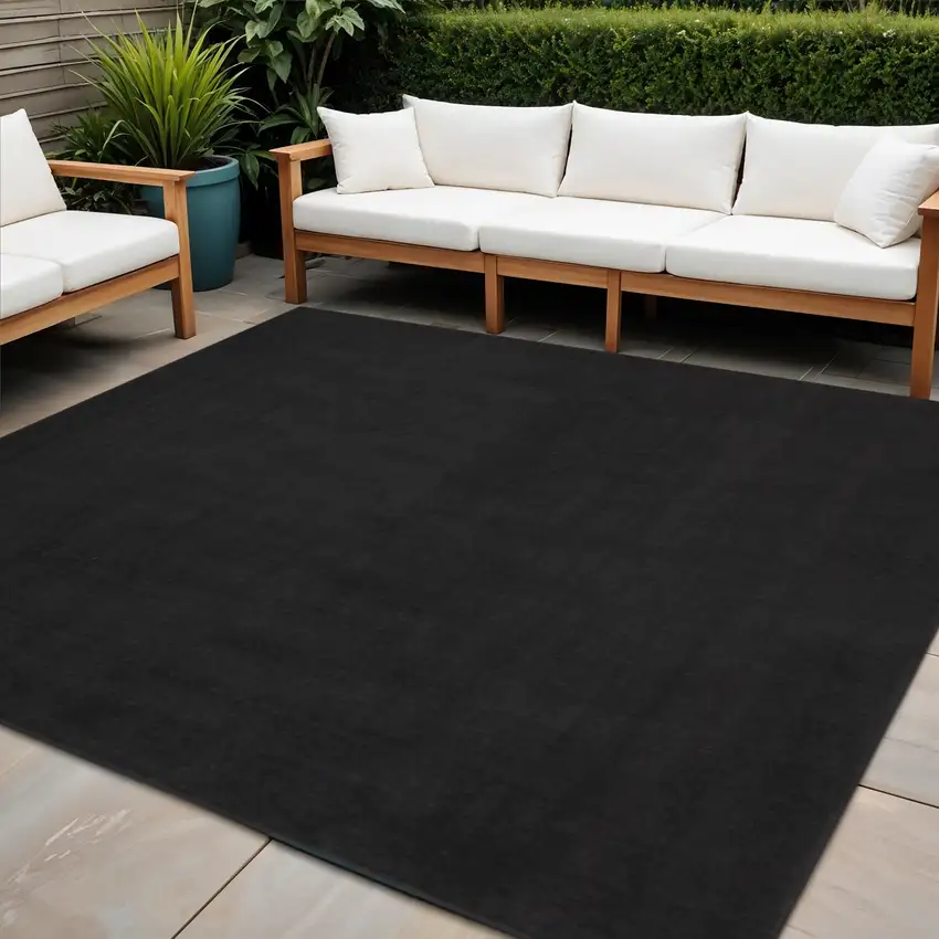 7' Black Square Indoor Outdoor Area Rug Photo 2