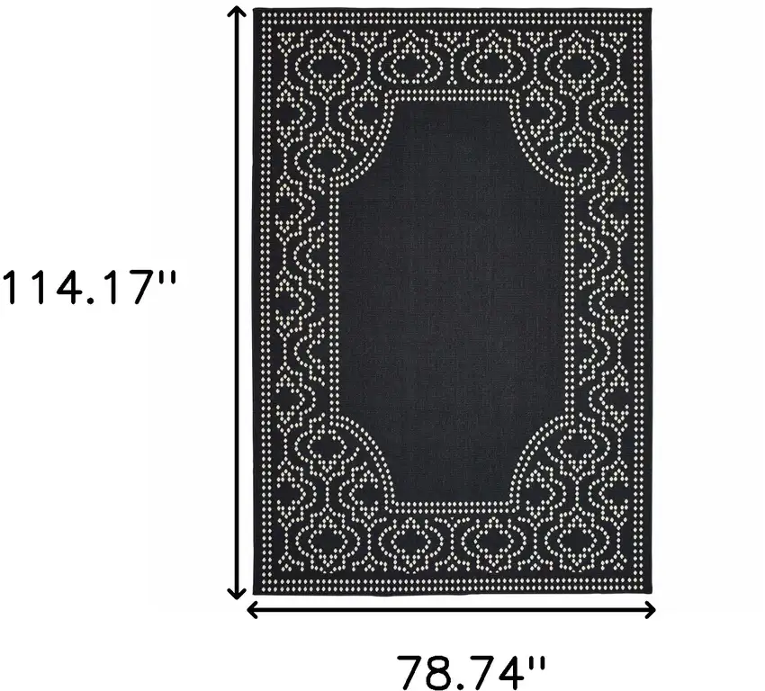 6' X 9' Black Stain Resistant Indoor Outdoor Area Rug Photo 5