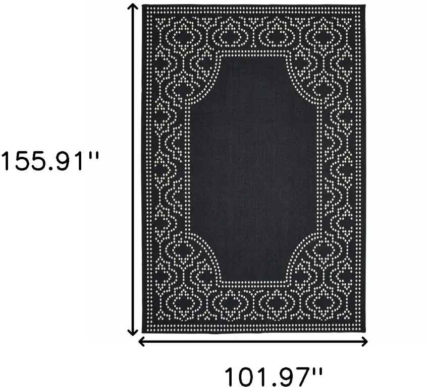 9' X 13' Black Stain Resistant Indoor Outdoor Area Rug Photo 5