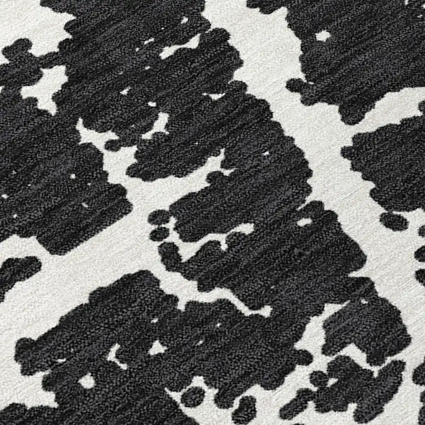 Black and White Abstract Washable Non Skid Indoor Outdoor Area Rug Photo 8