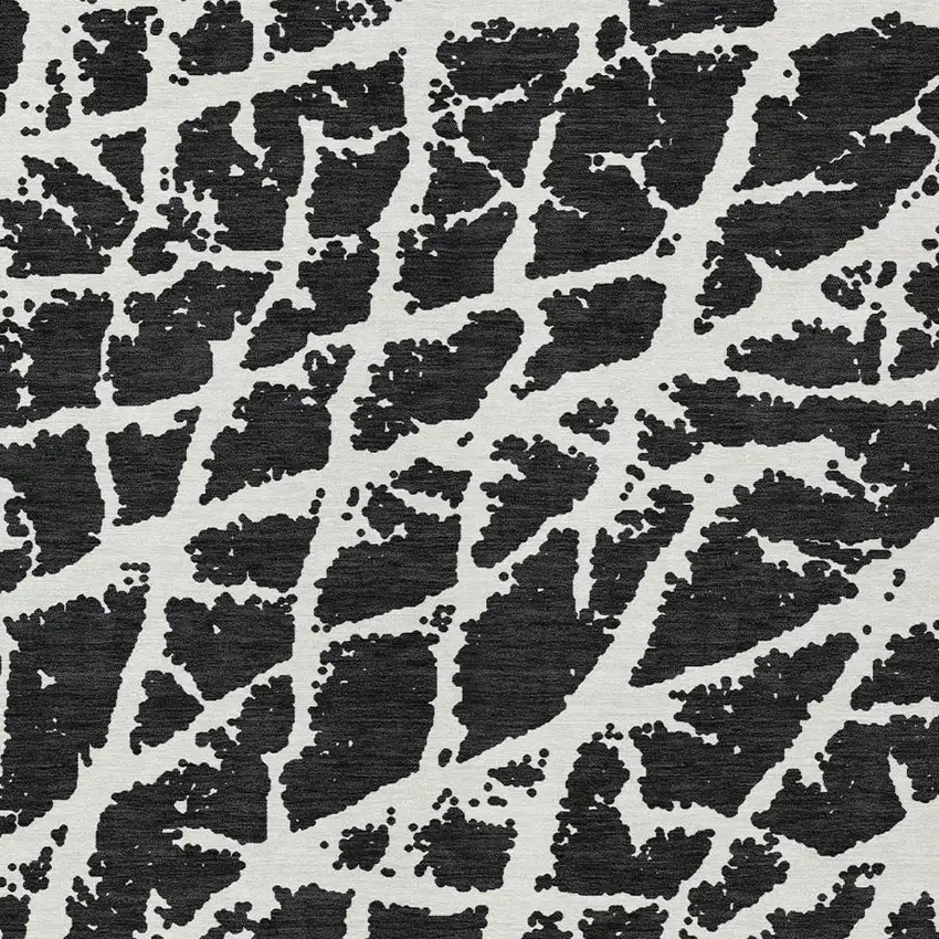 3' X 5' Black and White Abstract Washable Non Skid Indoor Outdoor Area Rug Photo 6