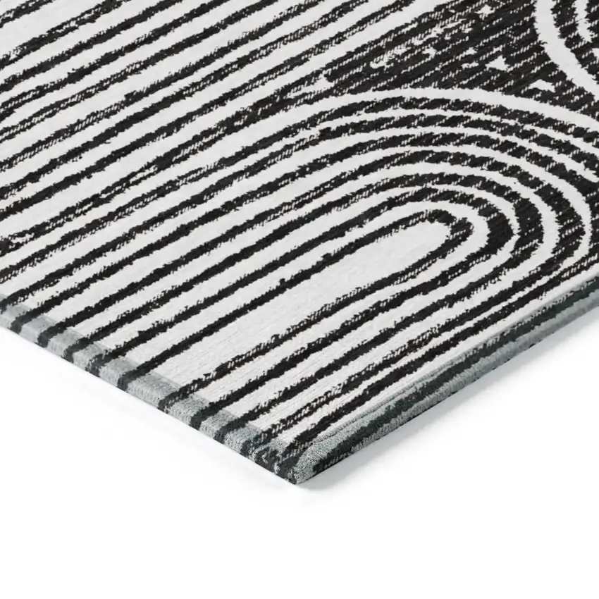 3' X 4' Black and White Abstract Washable Non Skid Indoor Outdoor Area Rug Photo 7