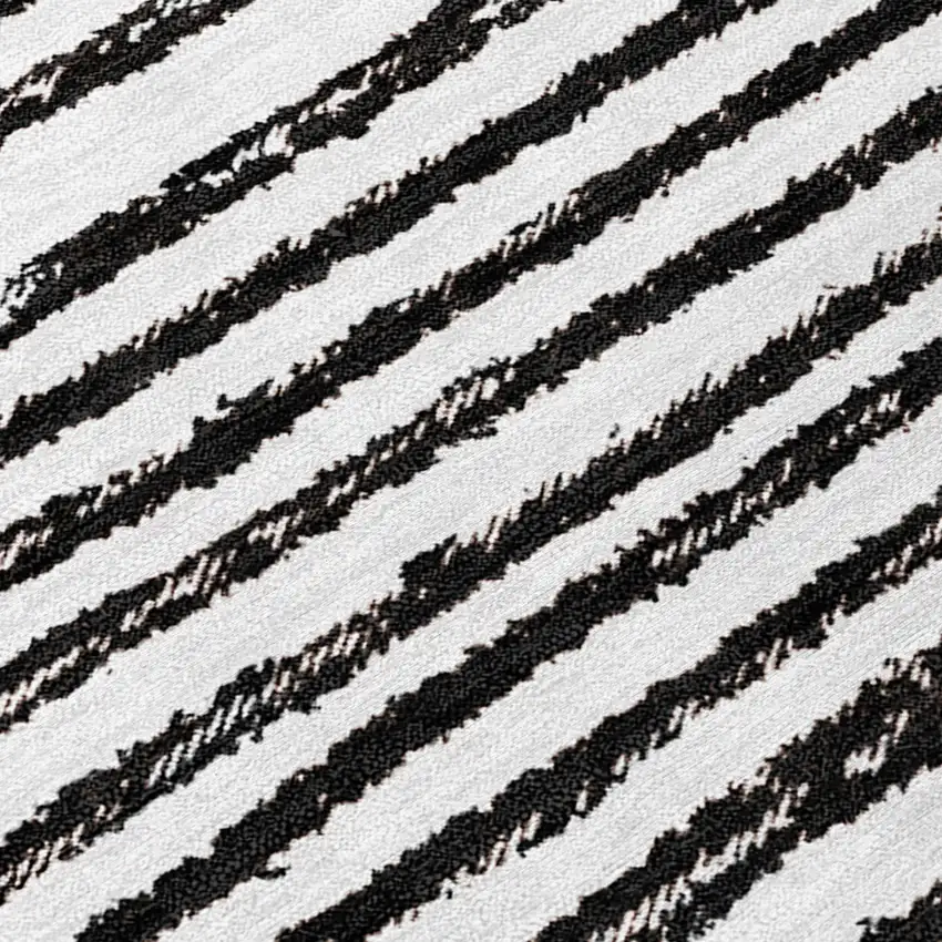 Black and White Abstract Washable Non Skid Indoor Outdoor Area Rug Photo 8