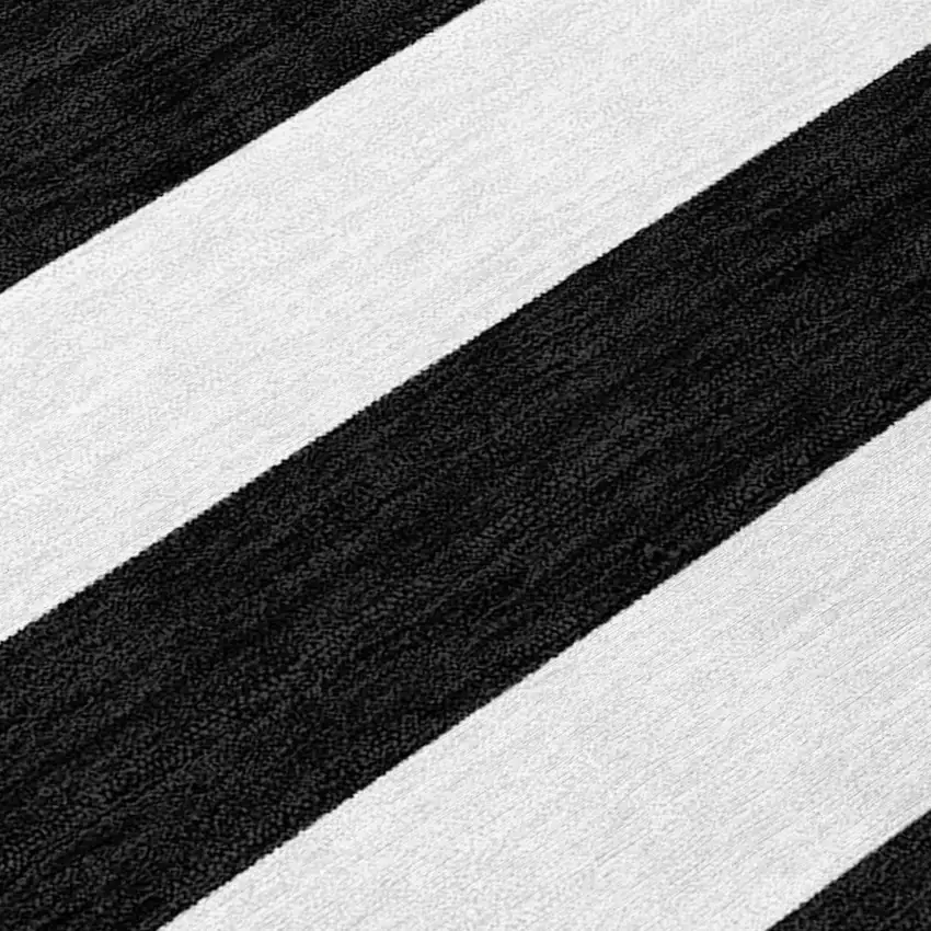 Black and White Striped Washable Non Skid Indoor Outdoor Area Rug Photo 8