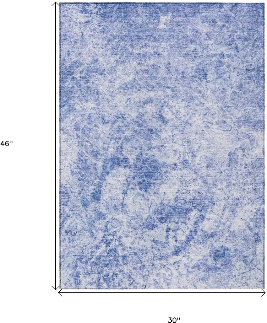 Blue Abstract Washable Non Skid Indoor Outdoor Area Rug Photo 3