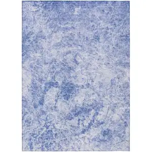 Photo of 3' X 5' Blue Abstract Washable Non Skid Indoor Outdoor Area Rug