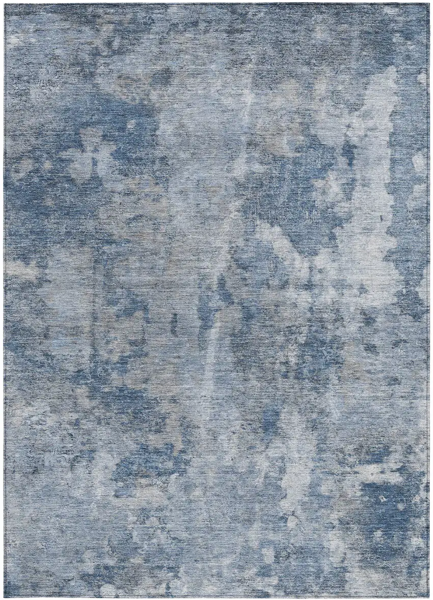 3' X 4' Blue Abstract Washable Non Skid Indoor Outdoor Area Rug Photo 5