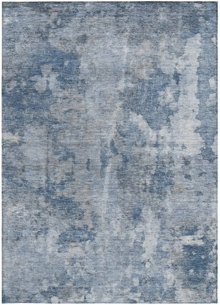 Blue Abstract Washable Non Skid Indoor Outdoor Area Rug Photo 4