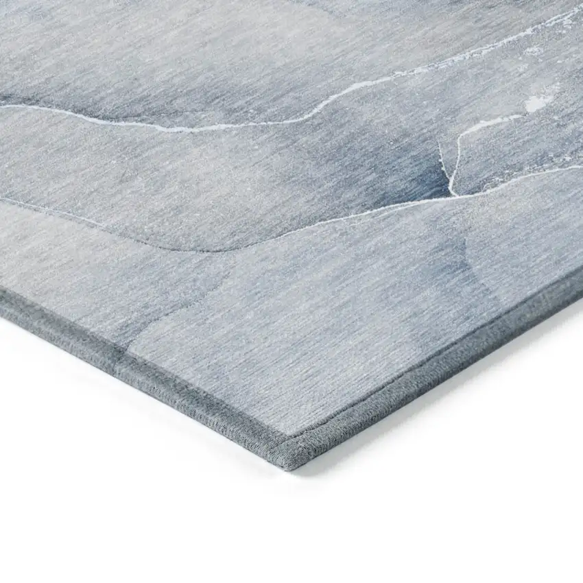 Blue Abstract Washable Non Skid Indoor Outdoor Area Rug Photo 5