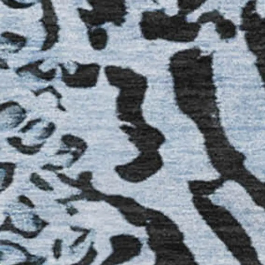 8' X 8' Blue And Black Animal Print Washable Round Rug With UV Protection Photo 2