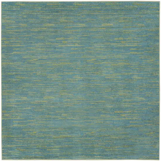 7' Blue And Green Square Indoor Outdoor Area Rug Photo 3