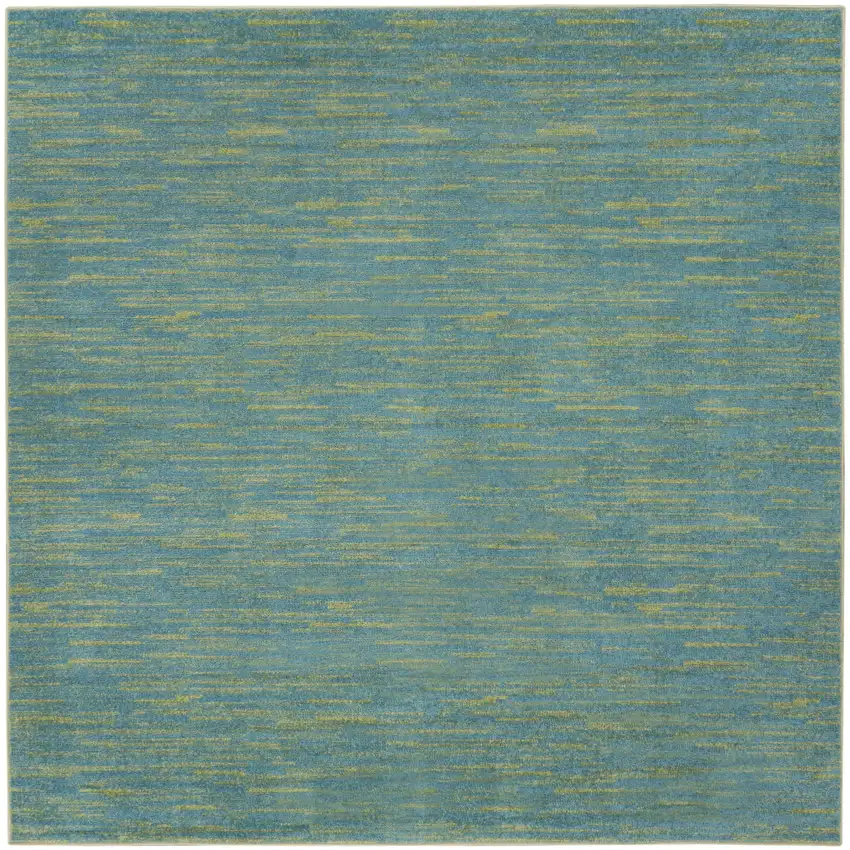 7' Blue And Green Square Indoor Outdoor Area Rug Photo 3