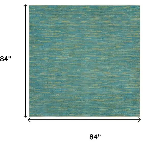 7' Blue And Green Square Indoor Outdoor Area Rug Photo 9