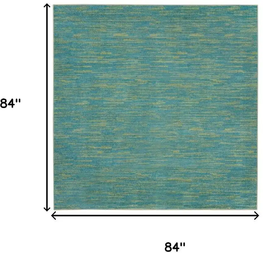 7' Blue And Green Square Indoor Outdoor Area Rug Photo 9