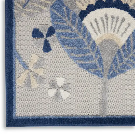 2' X 8' Blue And Grey Floral Non Skid Indoor Outdoor Runner Rug Photo 8