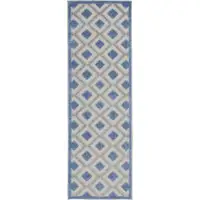 Photo of 2' X 6' Blue And Grey Gingham Non Skid Indoor Outdoor Runner Rug