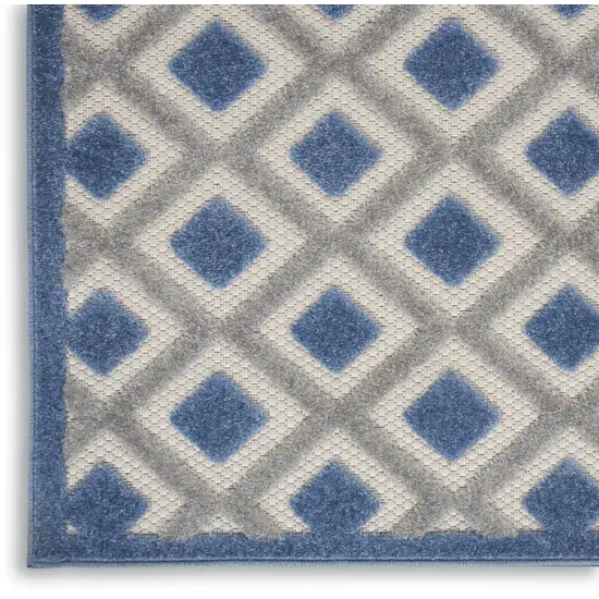 6' Blue And Gray Indoor Outdoor Runner Rug Photo 5