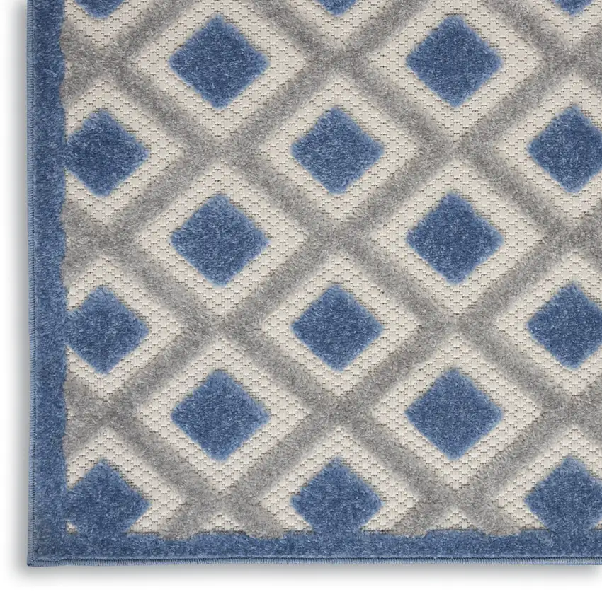 6' Blue And Gray Indoor Outdoor Runner Rug Photo 5