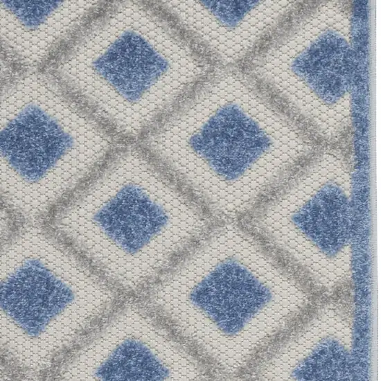 6' Blue And Gray Indoor Outdoor Runner Rug Photo 9
