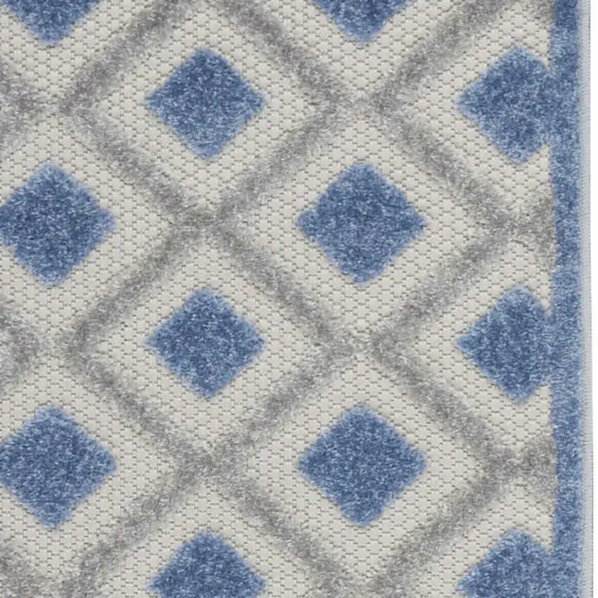 6' Blue And Gray Indoor Outdoor Runner Rug Photo 9