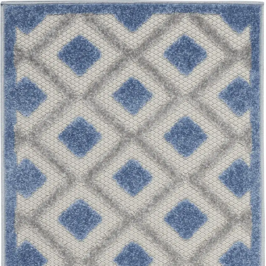 2' X 8' Blue And Grey Gingham Non Skid Indoor Outdoor Runner Rug Photo 4