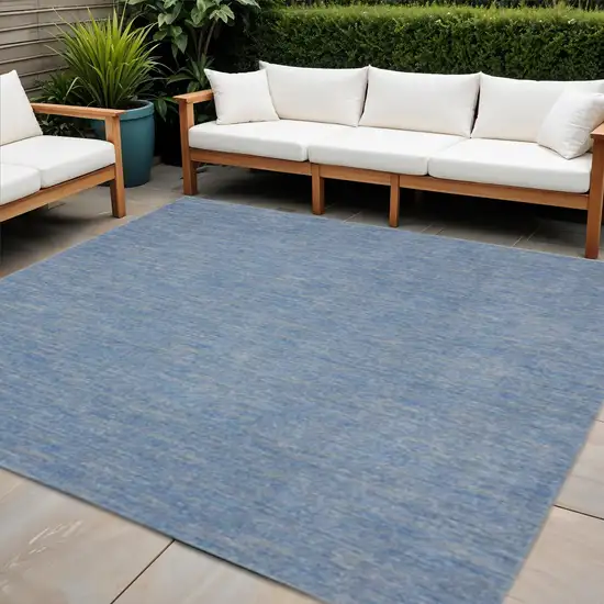 7' Blue And Gray Square Indoor Outdoor Area Rug Photo 2