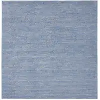 Photo of 7' X 7' Blue And Grey Square Striped Non Skid Indoor Outdoor Area Rug