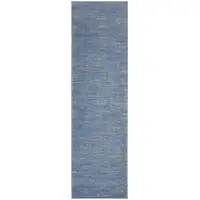 Photo of 2' X 6' Blue And Grey Striped Non Skid Indoor Outdoor Runner Rug