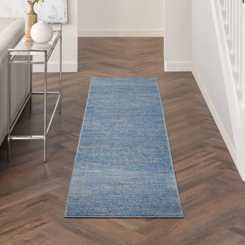 2' X 6' Blue And Grey Striped Non Skid Indoor Outdoor Runner Rug Photo 6