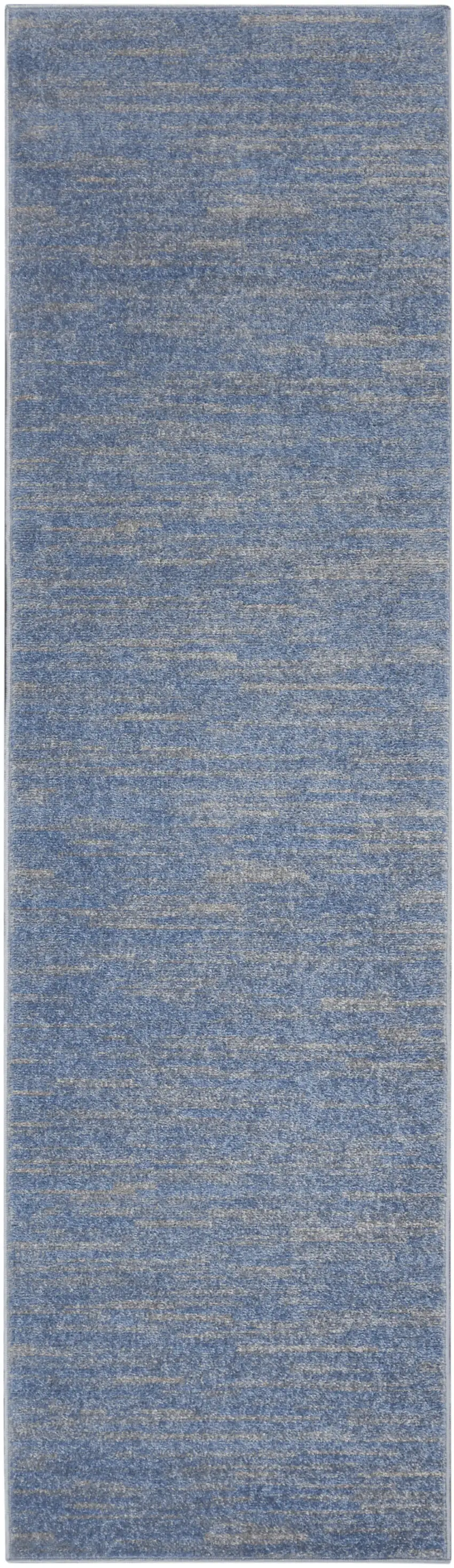 6' Blue And Gray Indoor Outdoor Runner Rug Photo 4
