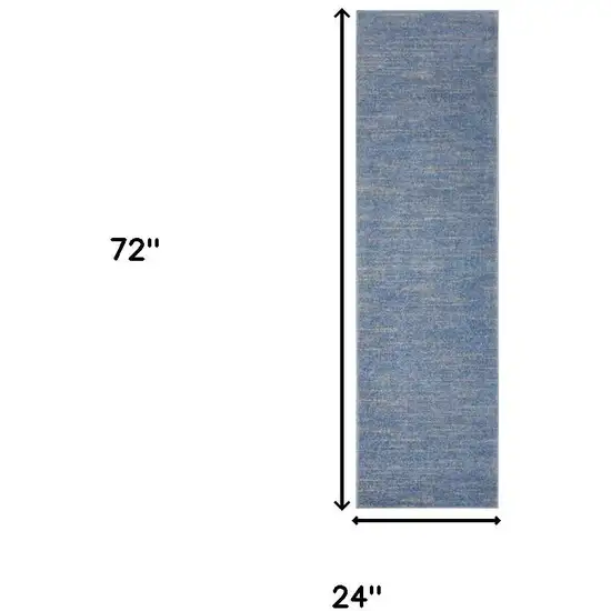 6' Blue And Gray Indoor Outdoor Runner Rug Photo 7