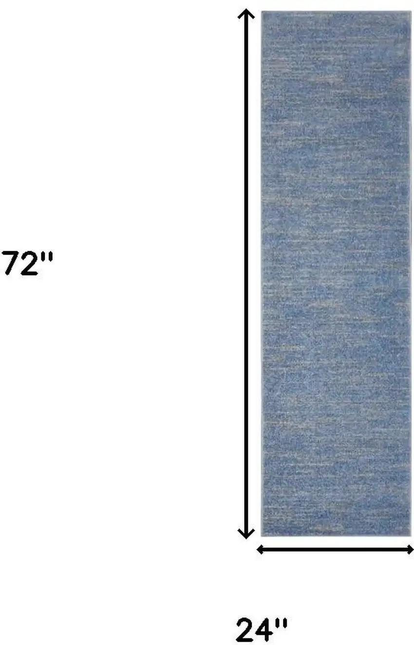 6' Blue And Gray Indoor Outdoor Runner Rug Photo 7