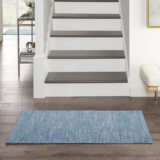 Blue And Gray Indoor Outdoor Runner Rug Photo 5