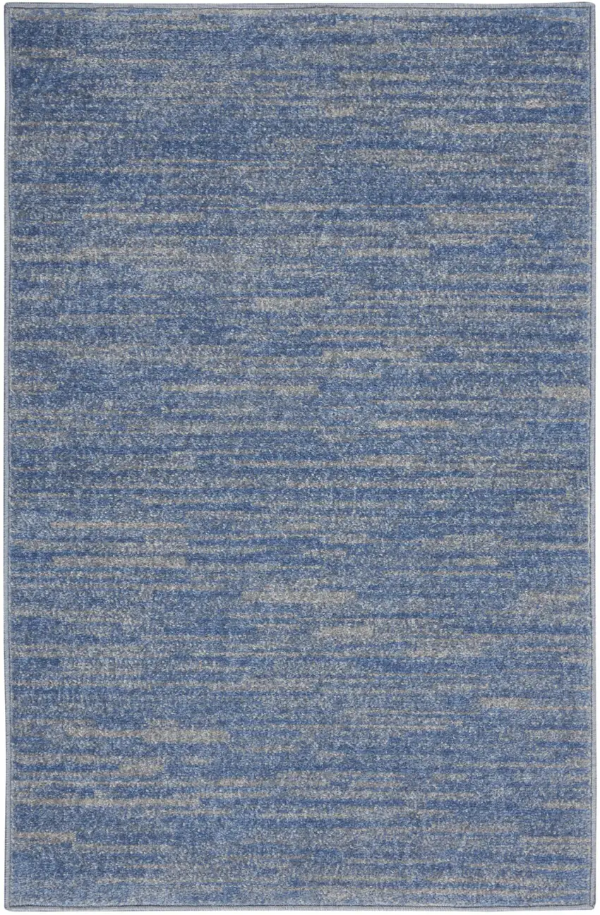 2' X 4' Blue And Grey Striped Non Skid Indoor Outdoor Runner Rug Photo 3