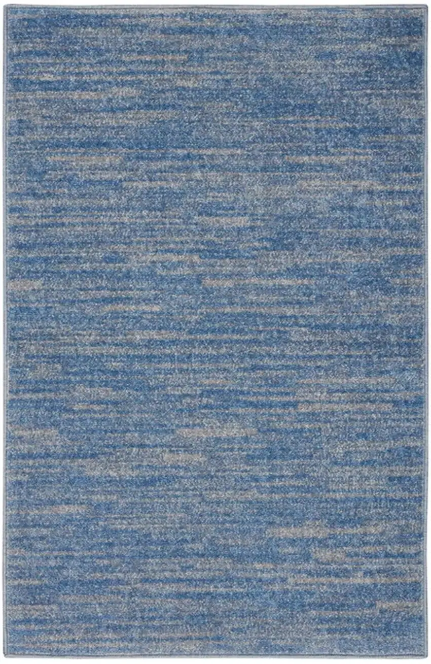 2' X 4' Blue And Grey Striped Non Skid Indoor Outdoor Runner Rug Photo 3
